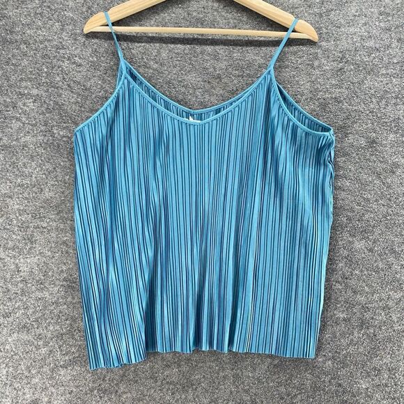 Maurices Top Women XL Blue Pleated V-Neck Sleeveless Spaghetti Strap Casual - Picture 1 of 9